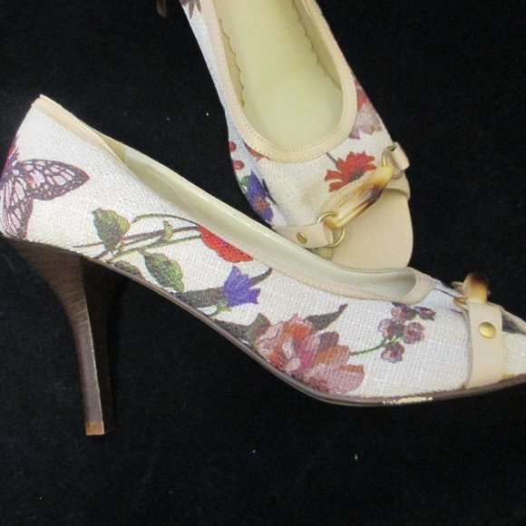 $205 MASSIMO BALDI butterfly garden open toe HEELS - Picture 1 of 5
